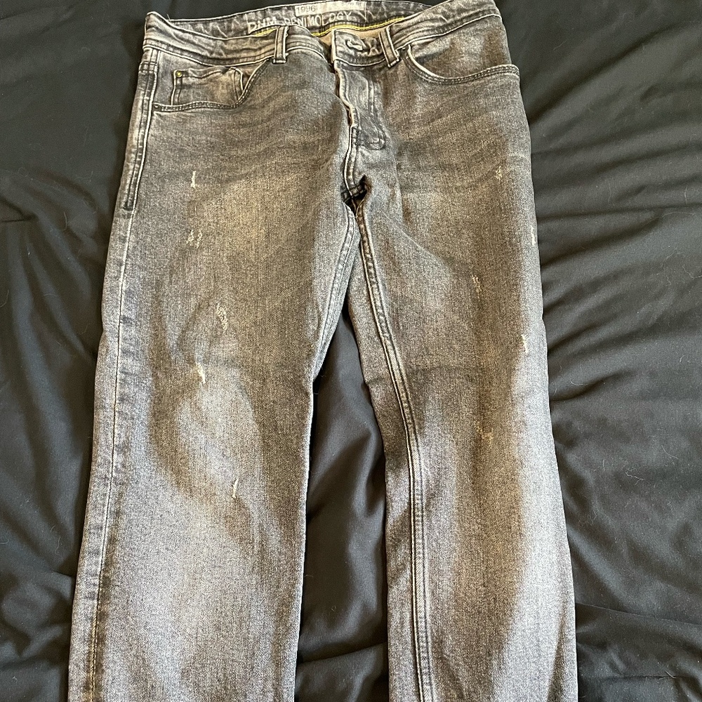 Denimology Mens Jeans Slim Straight Fit Size 32 Dark Grey